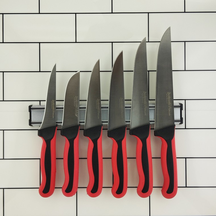 Premium Bursa Kasap Bıçak Seti 6'lı + Mıknatıslı Bıçaklık