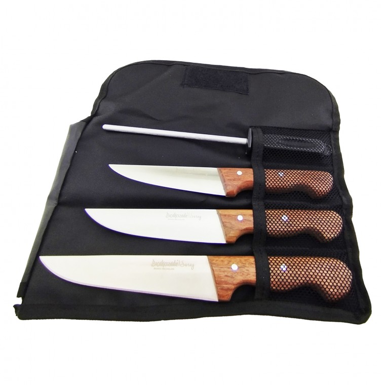 Saray 3’lü Mutfak Bıçak Seti (Rulo Çantalı + Başlangıç Masatı)