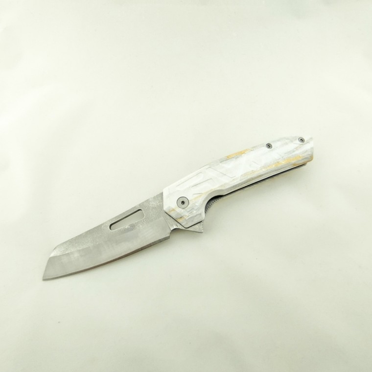 ATAK El Yapımı Yarı Otomatik Çakı (Kemer Klipsli) - Beyaz ATAK El Yapımı Yarı Otomatik Çakı (Kemer Klipsli) - Beyaz