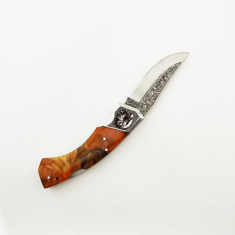 Kartal Başlı Balçak N690 Epoxy Saplı Gravür Namlulu Çakı 21 cm