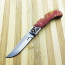 N690 Alev Desenli Epoxy Saplı Sırttan Kilitli Çakı 23 cm